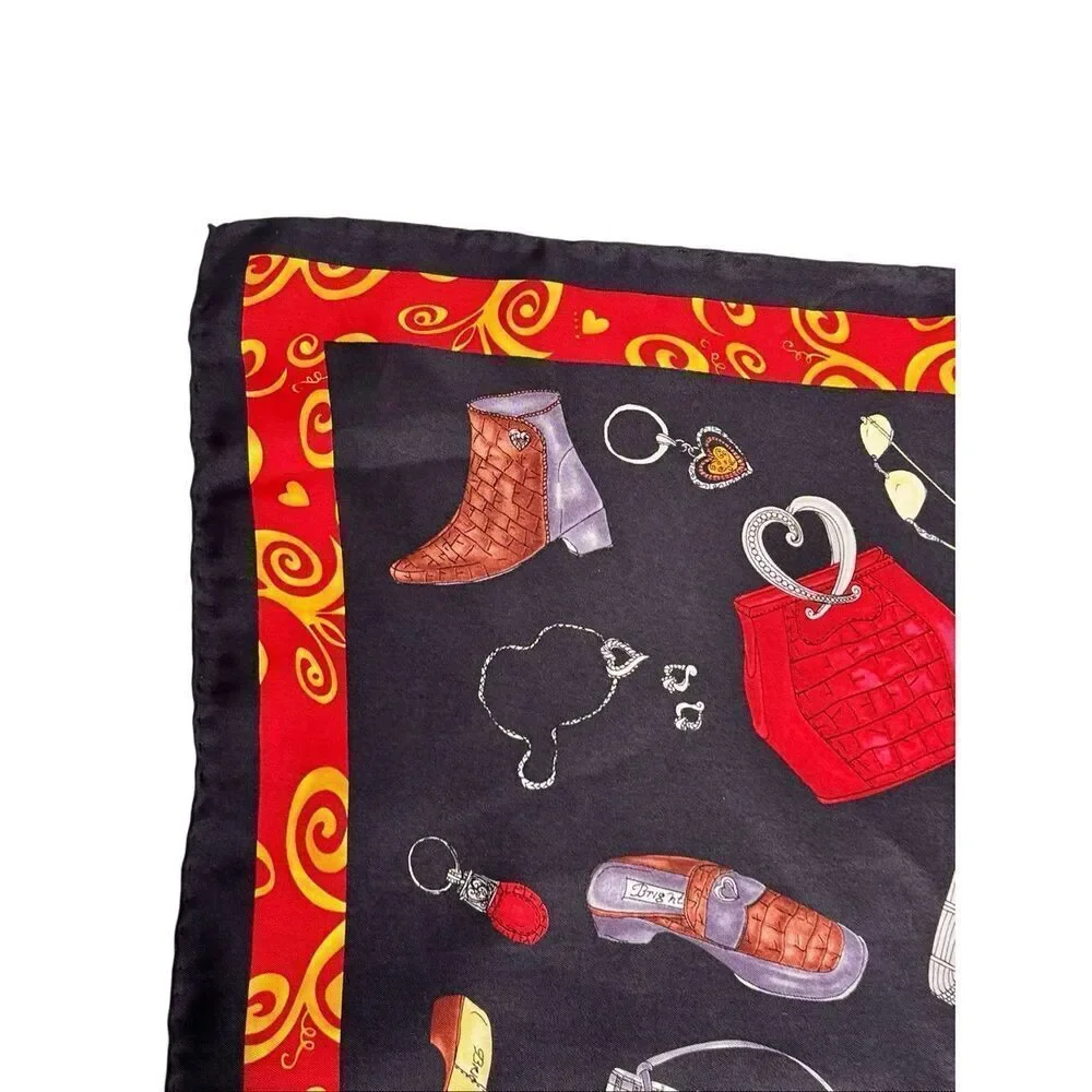 Brighton 100% silk scarf with fashion accessories print size 21” X 21”